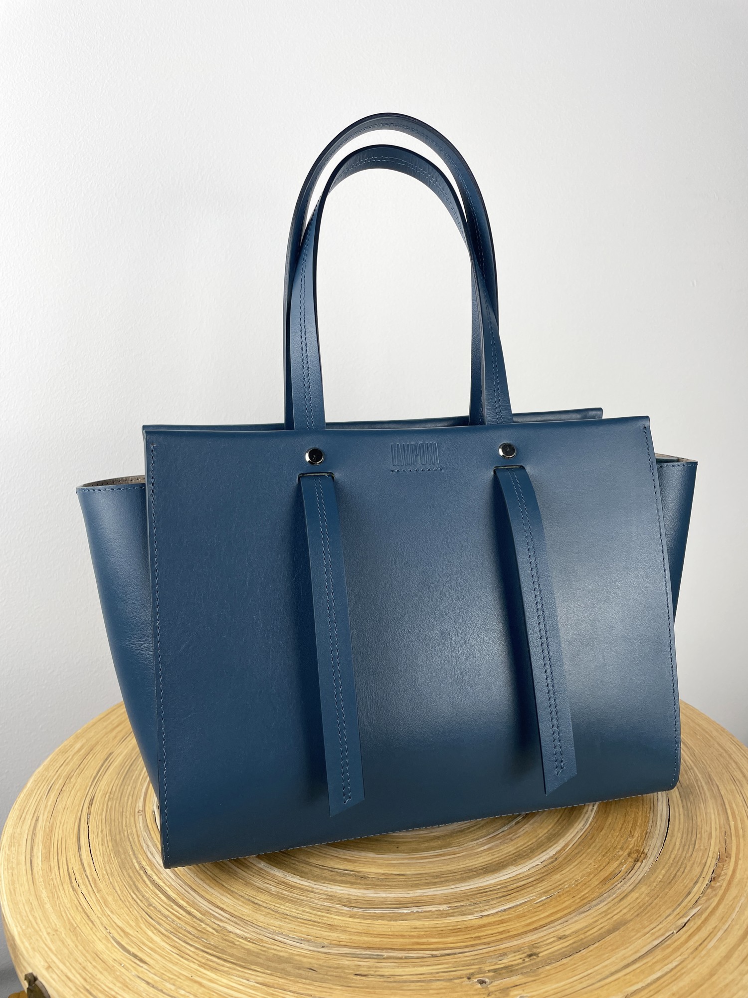 Blue crossbody bag, Blue leather purse, Top handle leather bag woman, Zipper leather handbag, Massanger bag for woman, Lamponi Trapez