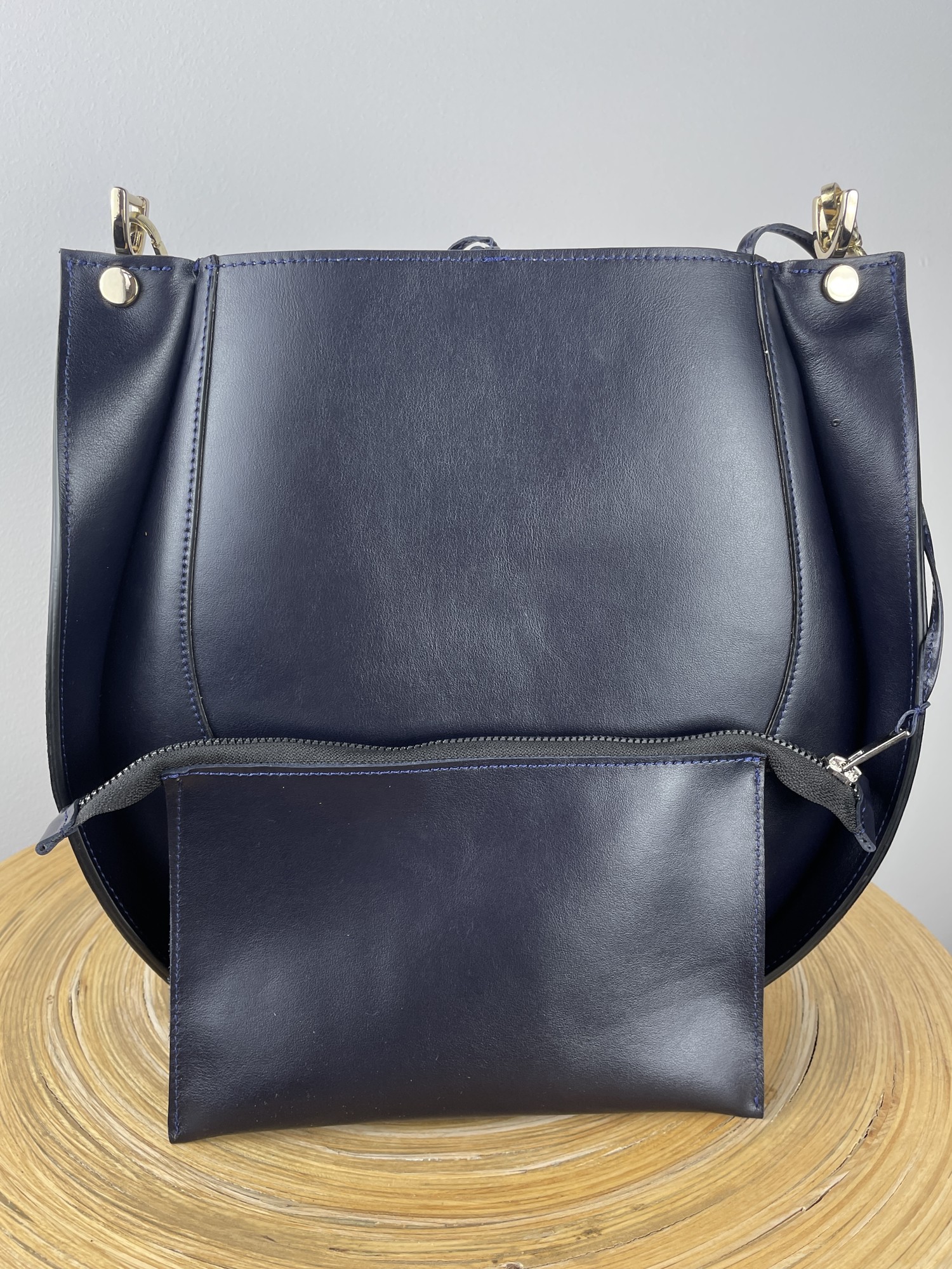 Large Leather Bag For Woman, Dark blue leather crossbody, Dark blue leather purse, Lamponi Guitar
