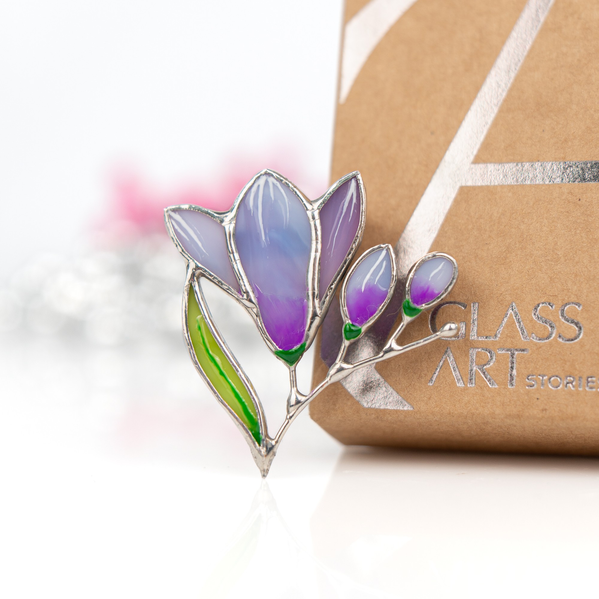 Freesia bouquet stained glass jewelry
