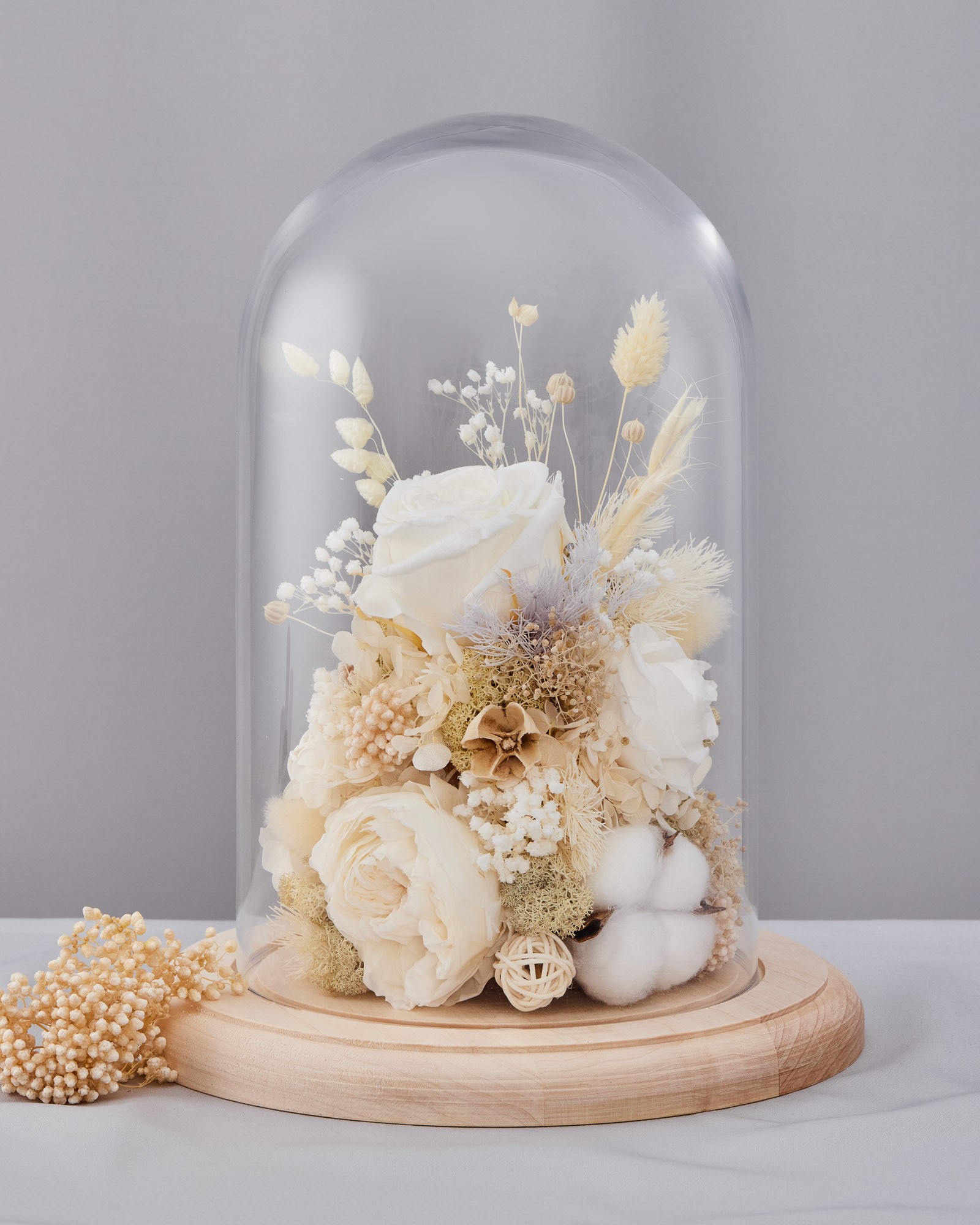 Flowers in glass dome "Tenderness of touch"