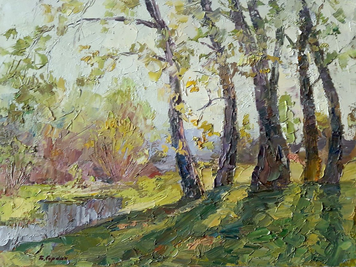 Oil painting The first greens Serdyuk Boris Petrovich nSerb820