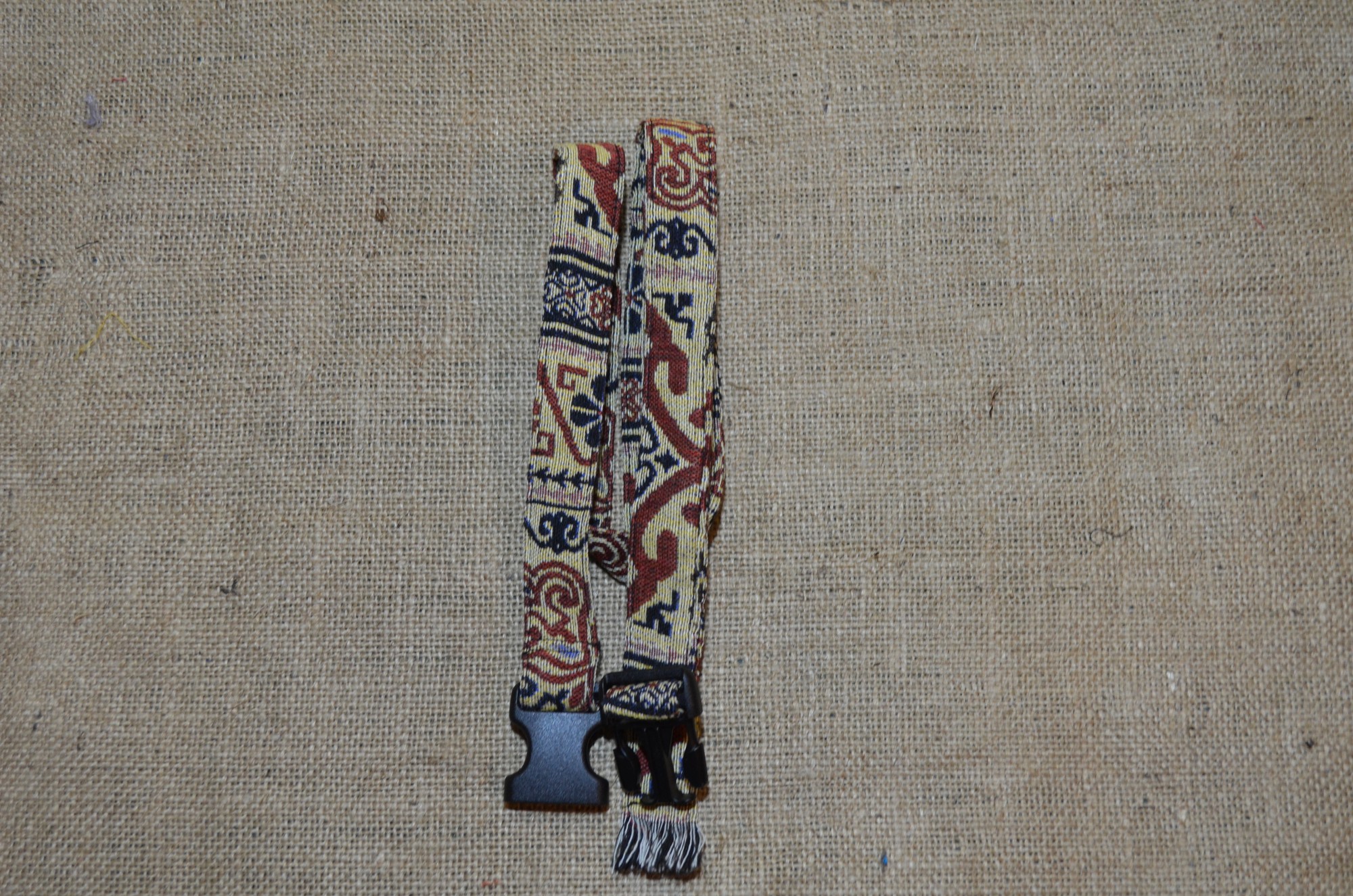 Handmade textile belt in ethnic style.