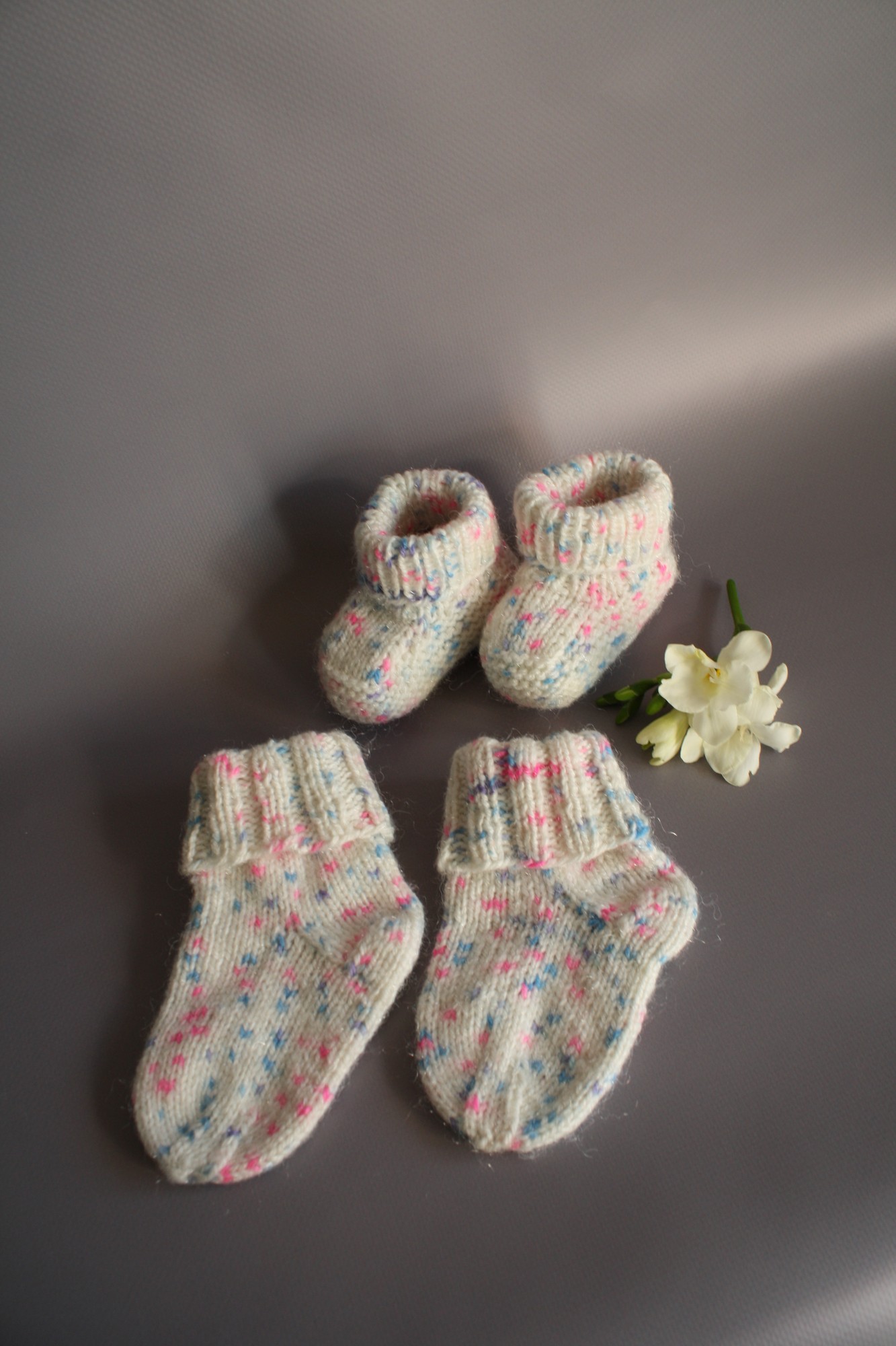 Handmade knitting booties and socks for babies