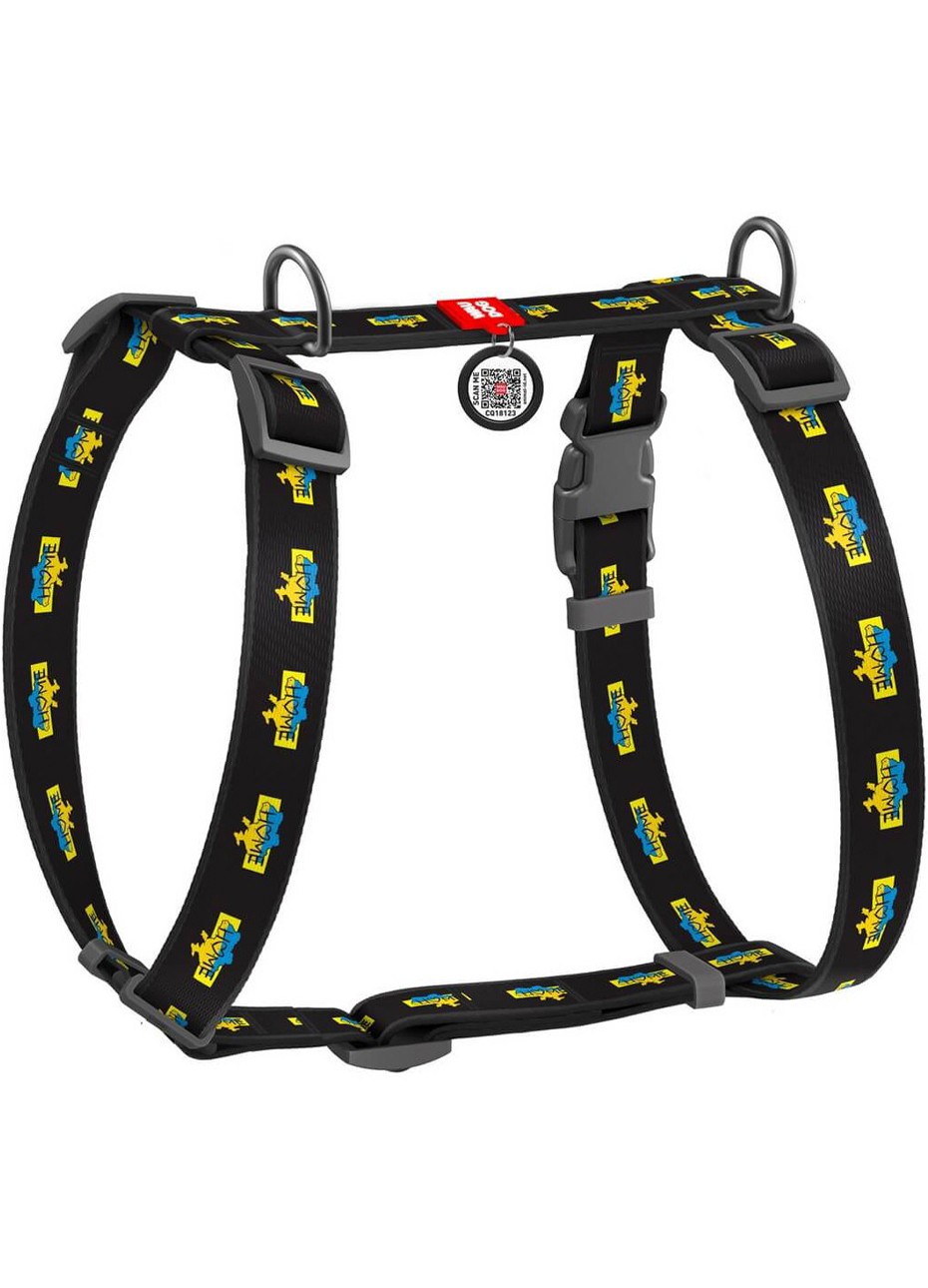 WAUDOG Nylon dog H-harness with QR-passport "Home" design, plastic fastex, size S