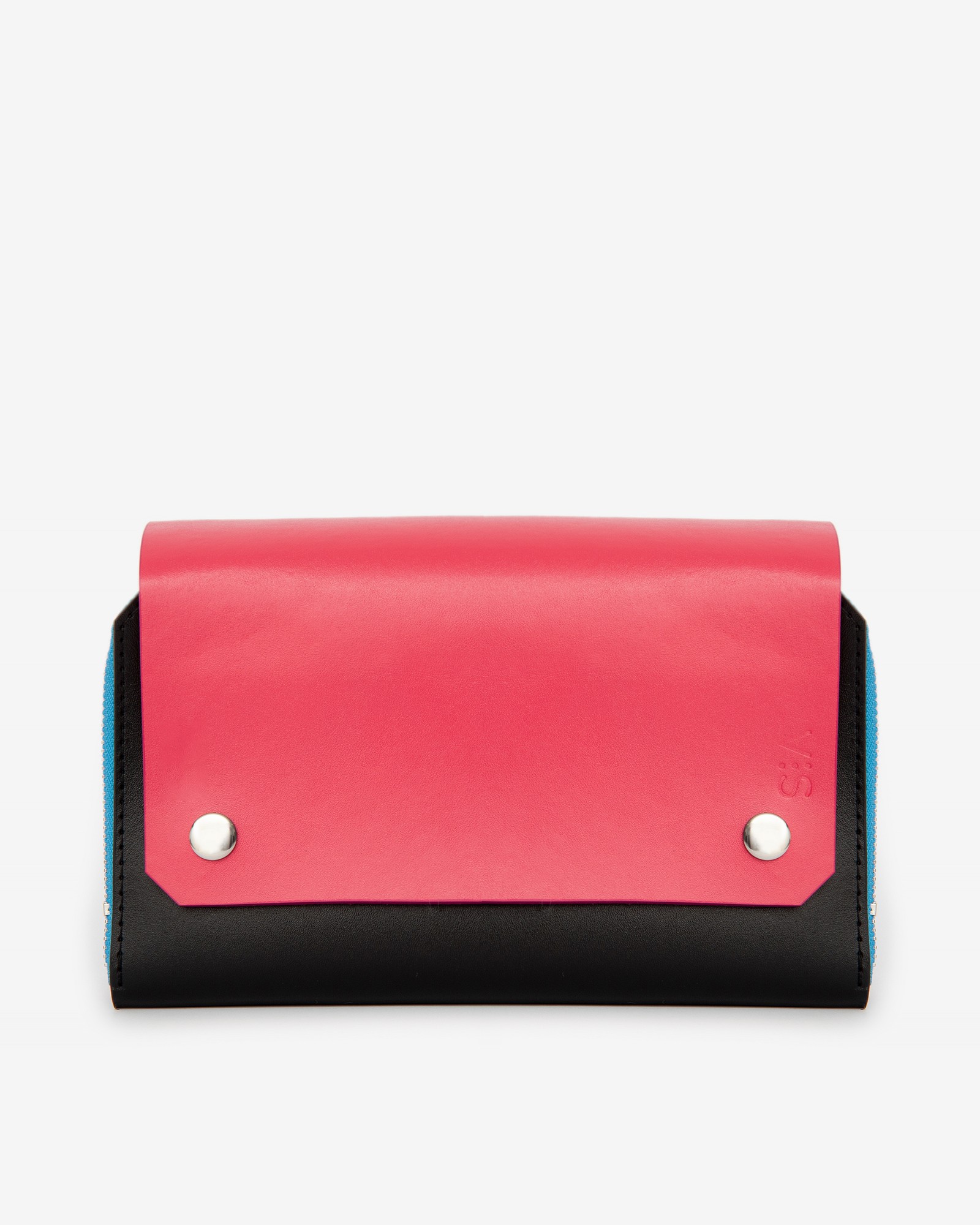 Navi leather bag in pink and black color
