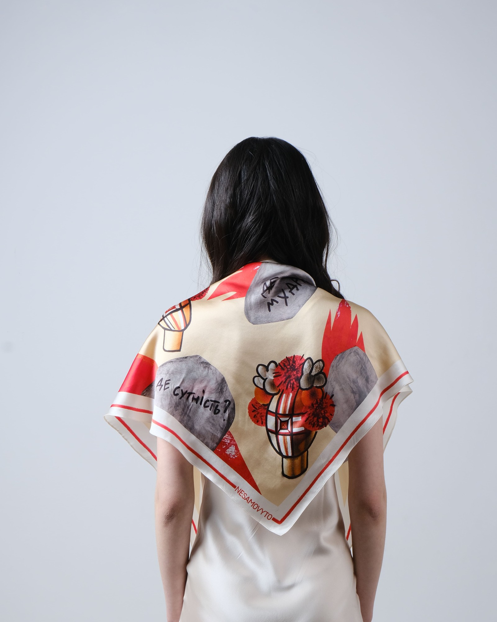 Silk scarf "Churai" with double-sided printing