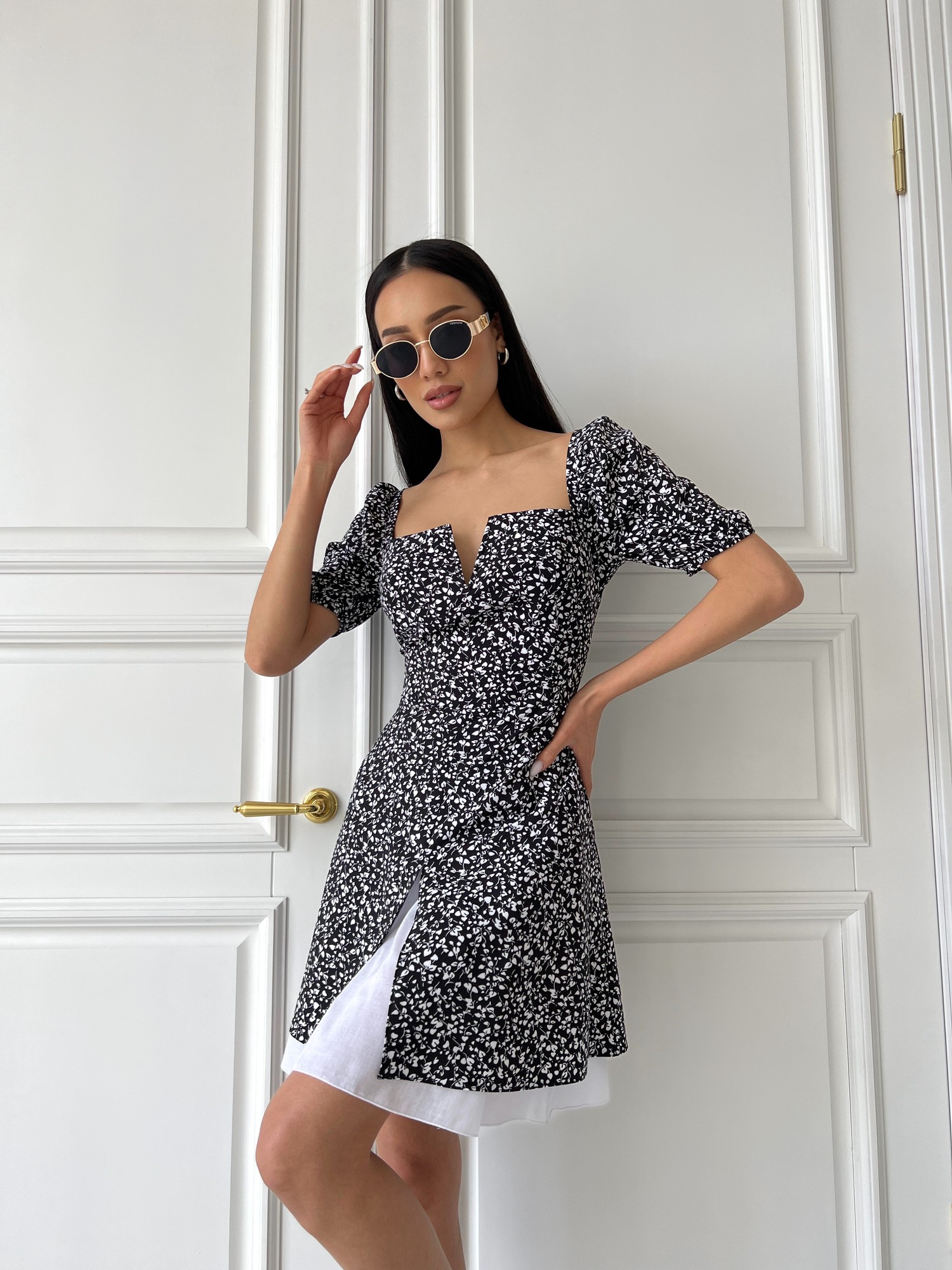 Summer dress Malu in black color with a print