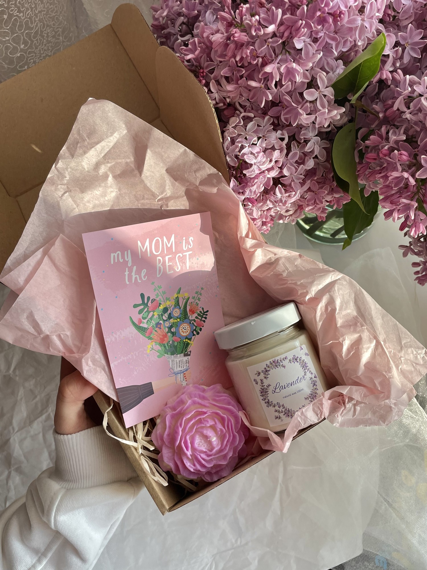 A gift box with soy candles