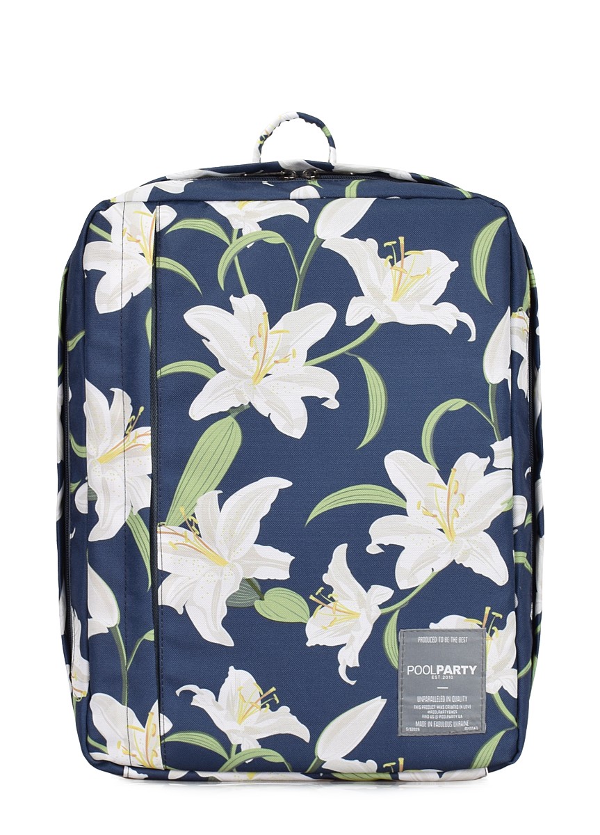 The backpack for carry-on luggage POOLPARTY Airport airport-lily 40 x 30 x 20 cm Wizz Air with lilies