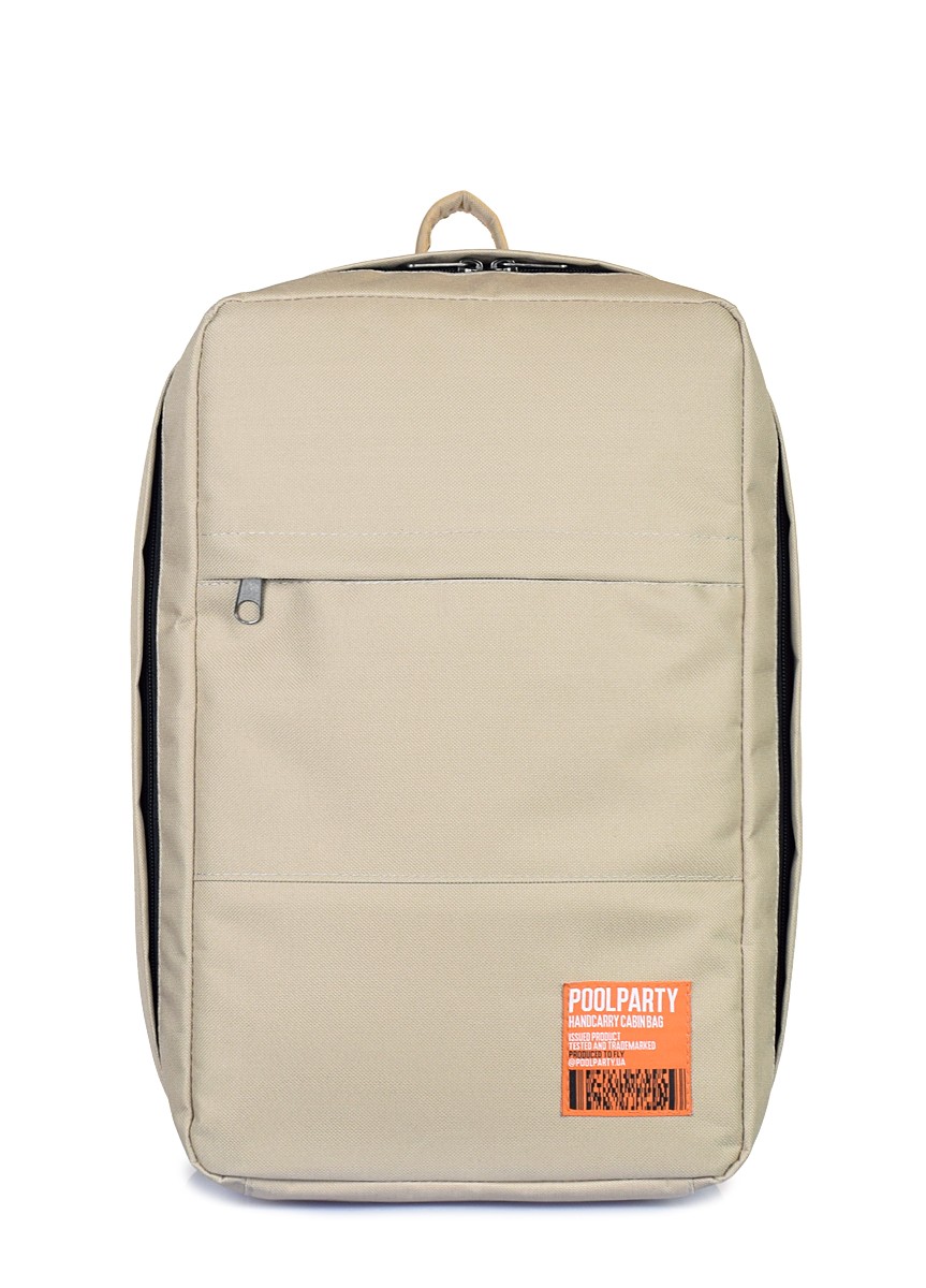 The backpack for carry-on luggage POOLPARTY Hub hub-beige 40 x 25 x 20 cm Ryanair / Wizz Air beige