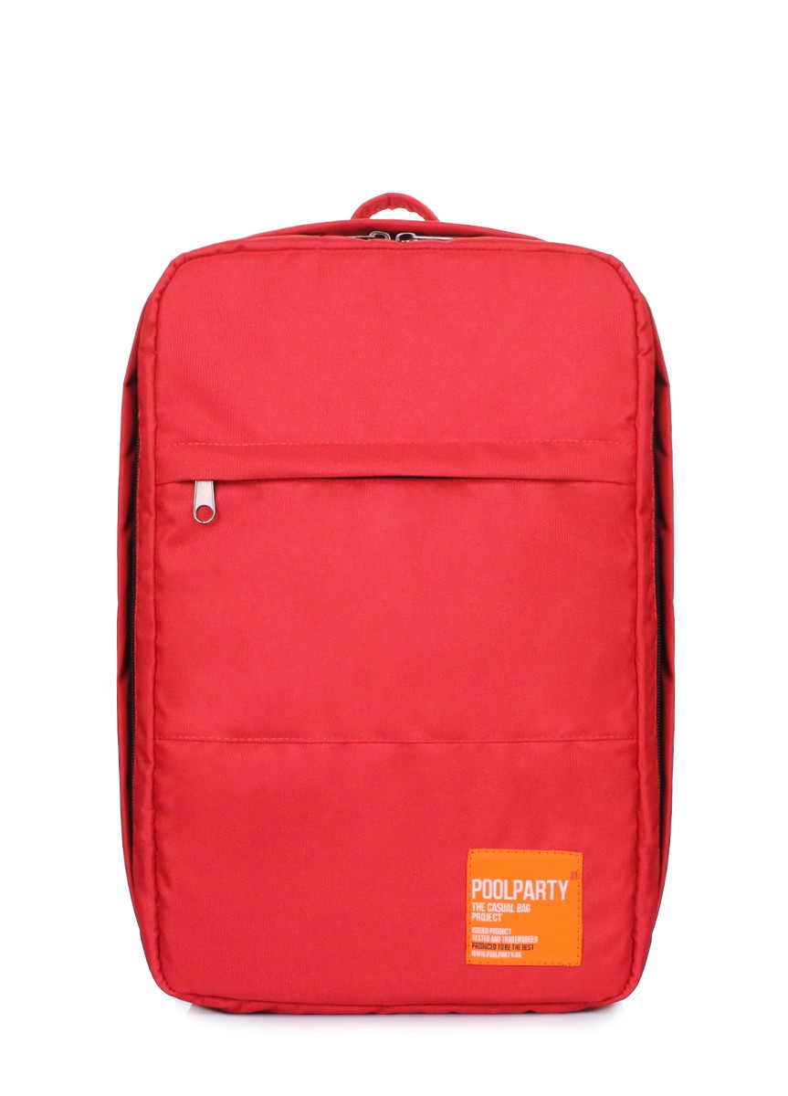The backpack for carry-on luggage POOLPARTY Hub hub-red 40 x 25 x 20 cm Ryanair / Wizz Air red