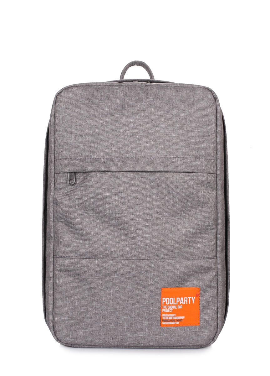 The backpack for carry-on luggage POOLPARTY Hub hub-grey 40 x 25 x 20 cm Ryanair / Wizz Air grey