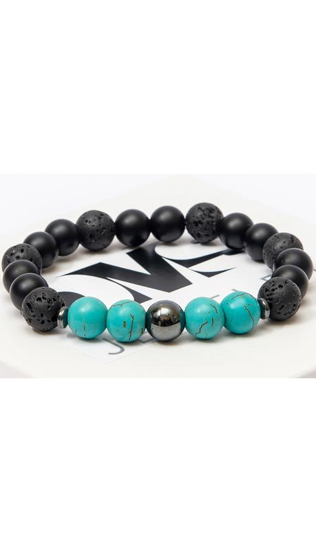 Shungite, lava stone, turquoise, hematite bracelet for men or women, turquoise eye