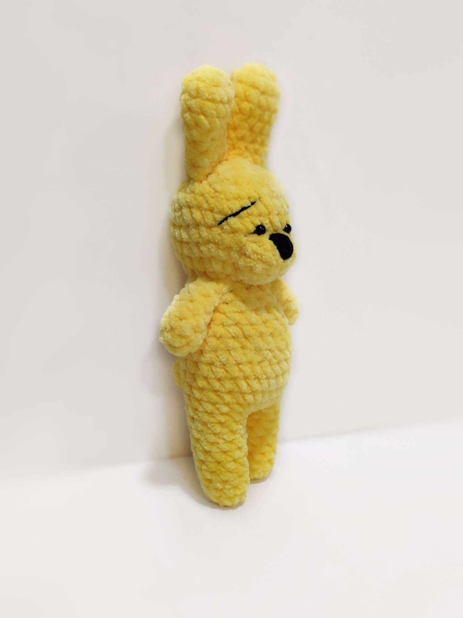 Cute yellow bunny toy. Bonus gift for newborn. Plush stuffed animals made in Ukraine
