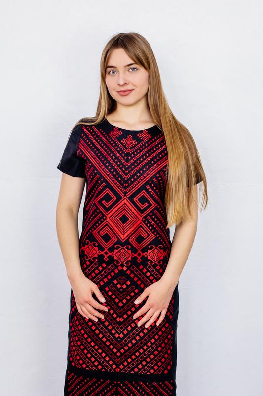 Embroidered dress trypils'ka (black)