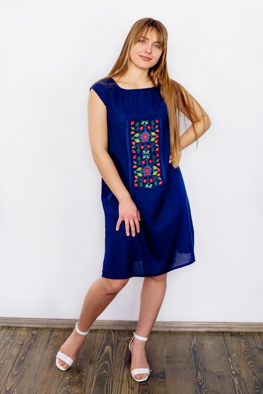 Blue linen tunic-dress 'Yavorivska'