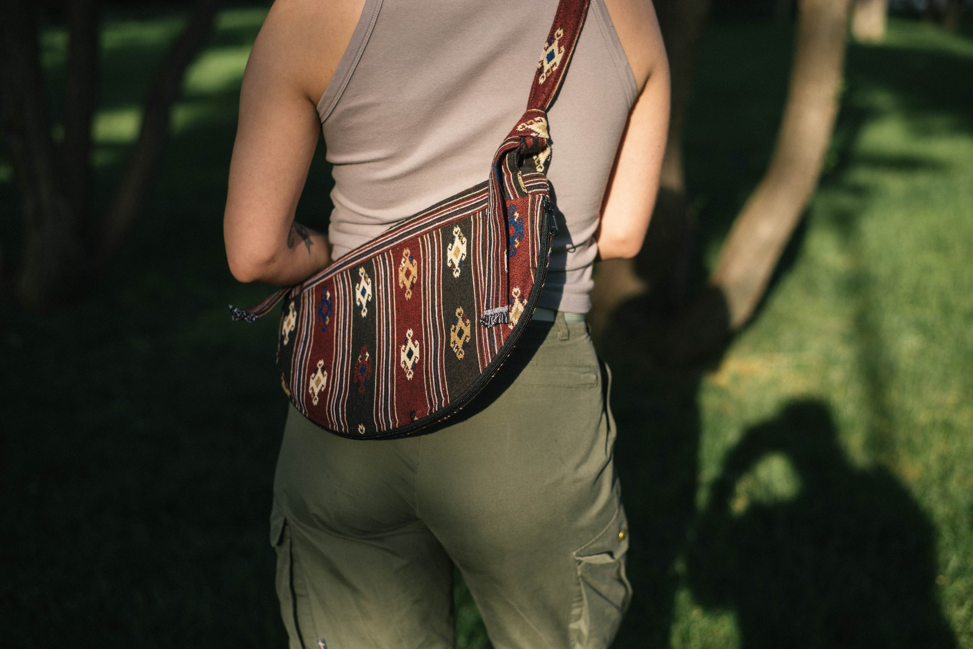 Women's textile shoulder bag "Lalechka E" handmade in ethnic style.