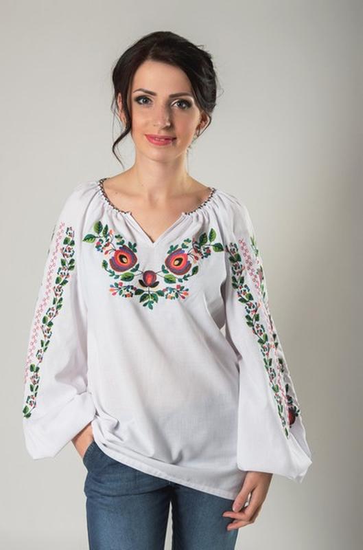 Woman's white linen embroidery Borshchivska
