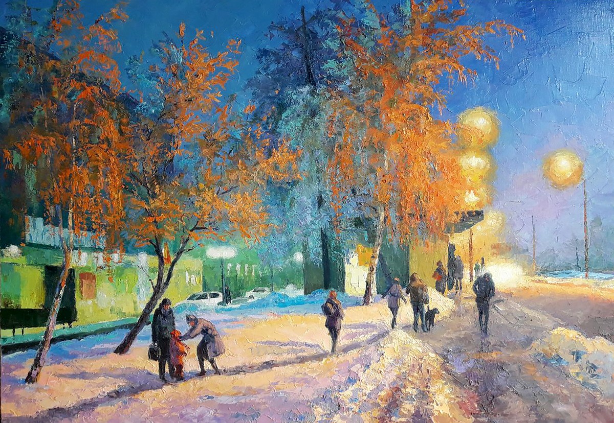 Oil painting Evening city Serdyuk Boris Petrovich nSerb876