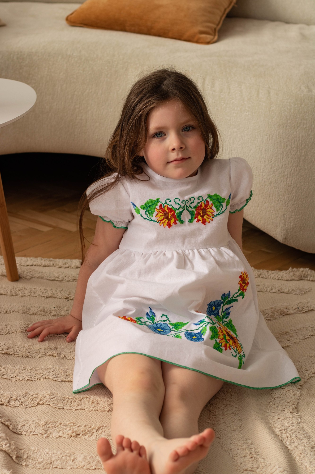 Children's embroidered dress Piccolo Sunflower