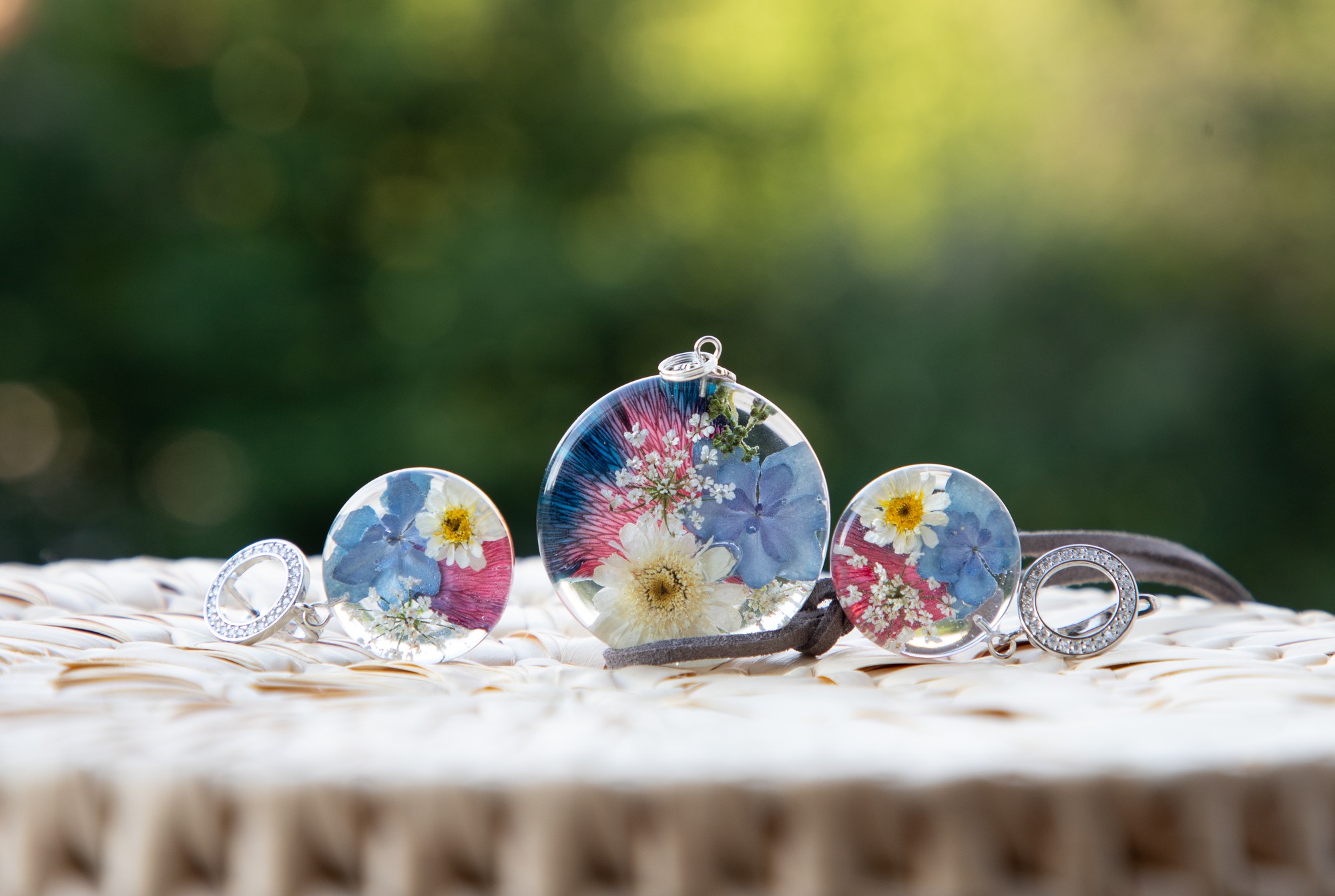 Blue flower Resin Bracelet, Real Flower Resin Bracelet