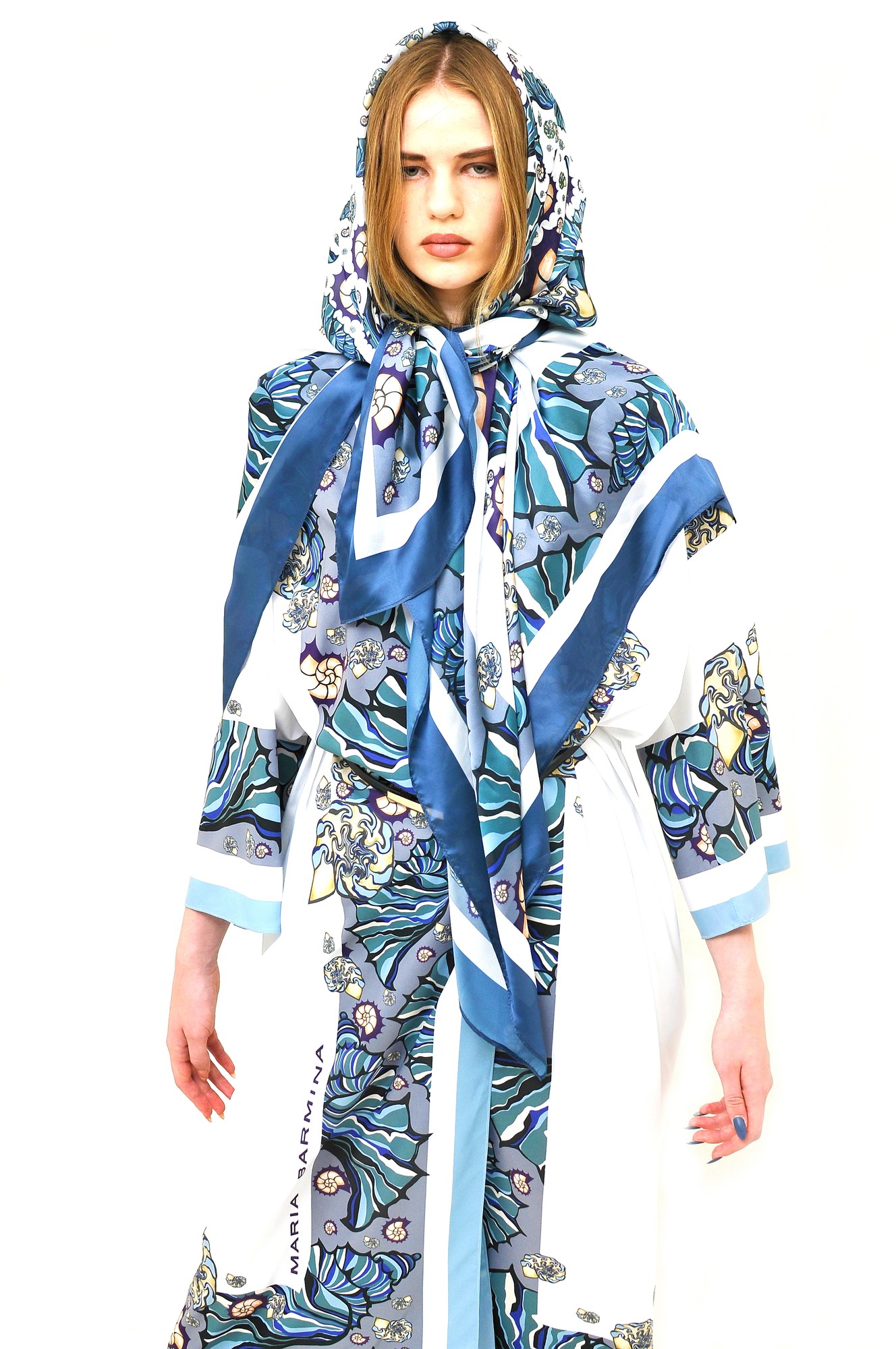 Silk scarf from the Ocean collection,size145/145