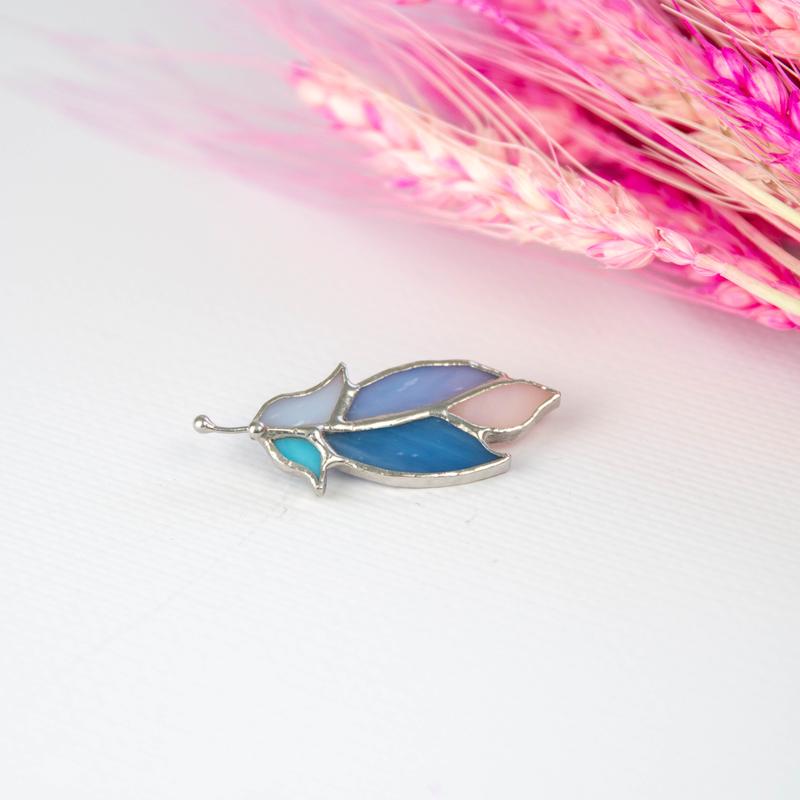 Feather stained glass pin
