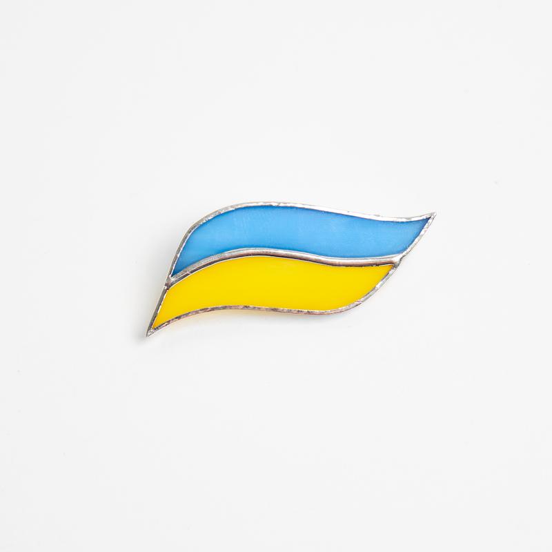 Pin flag of Ukraine stained glass jewelry