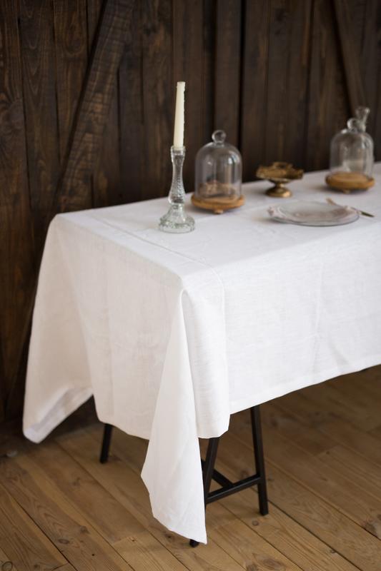 Linen tablecloth in white color "milk". size s 140*140 cm 414 from