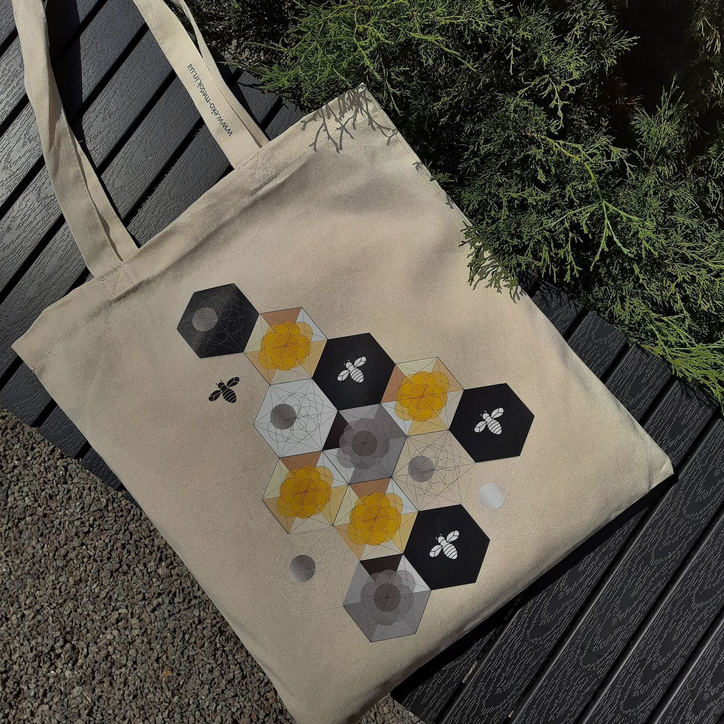 Shopper bag "Abstraktnye soty", beige, EKO-MedOK