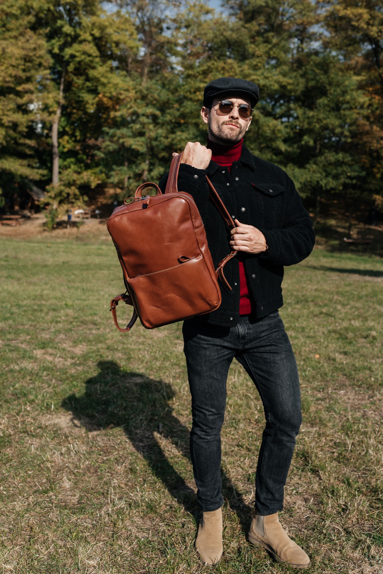 personalized leather backpack