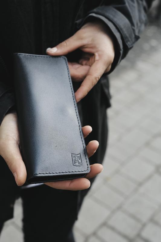 Long leather wallet, slim leather wallet