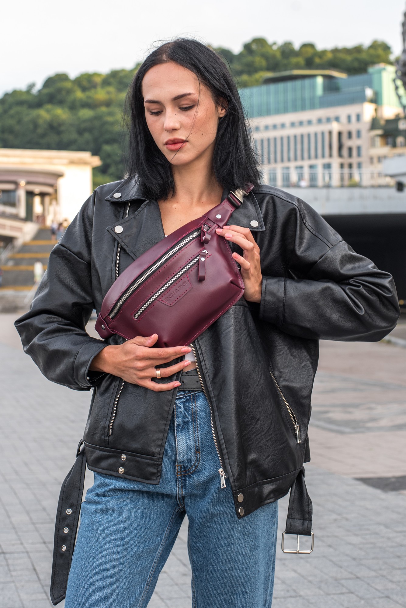 Leather Fanny Pack Fashion Casual Travel Crossbody Unisex Hip Chest Belt Bag