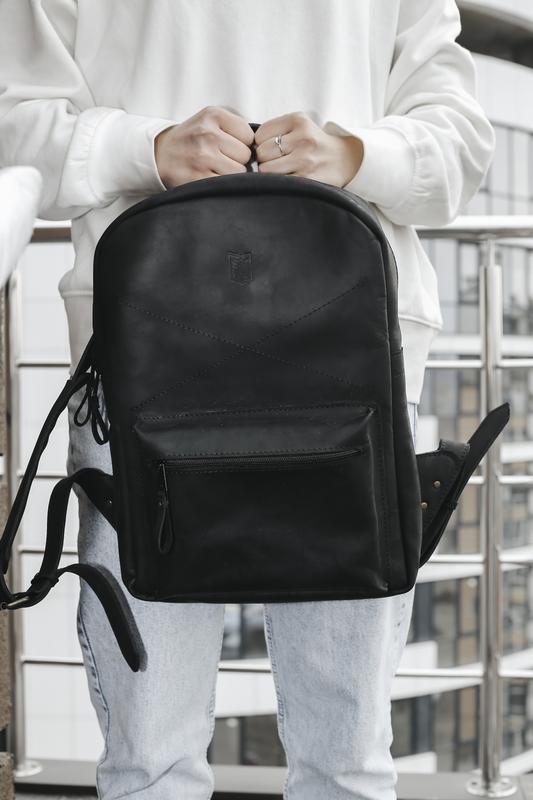 City backpack leather and handmade