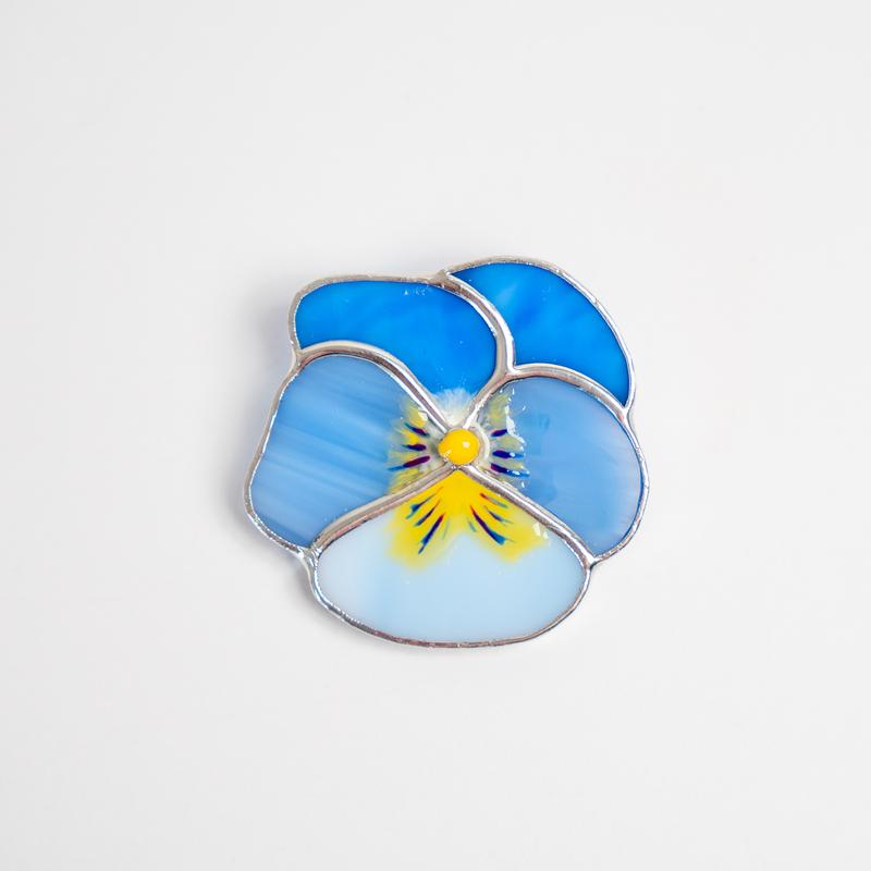 Blue pansy stained glass jewelry