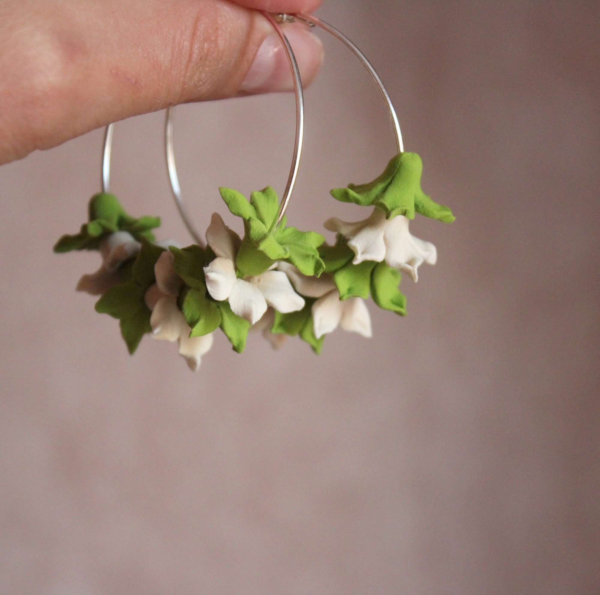 Flower hoop earrings 41739 from FlorAnnahandmade jewelry with donate to u24