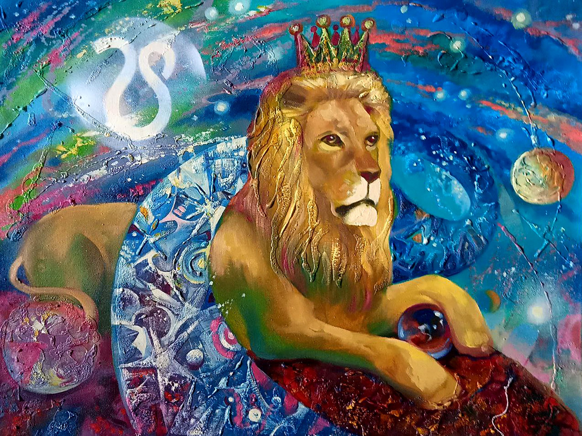Abstract oil painting zodiac sign leo anatoly borisovich tarabanov