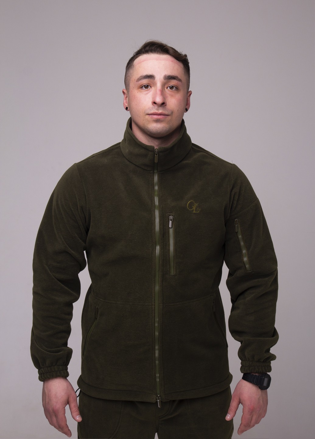 Men's khaki fleece jacket 43760 from GorLin with donate to u24