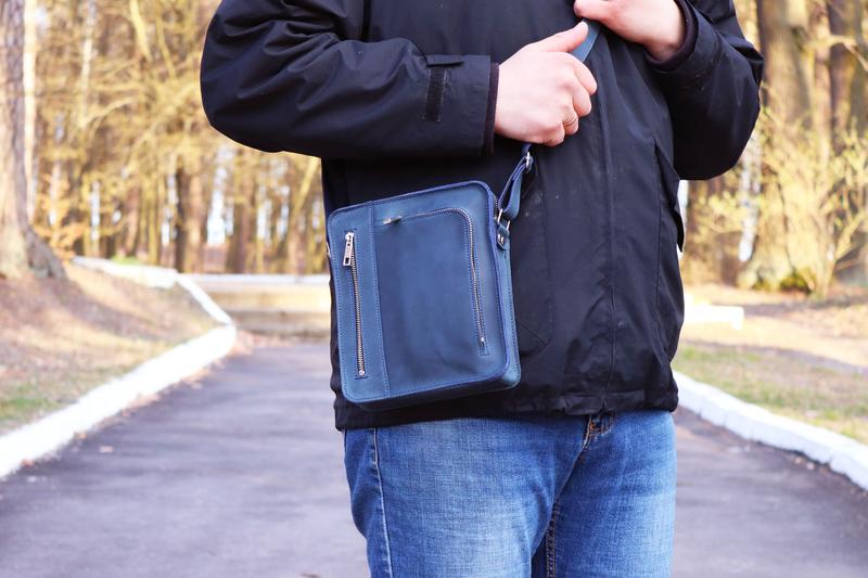 Mens leather messenger bag, Personalized leather bag for man