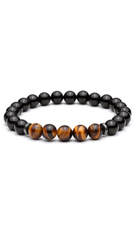 Bracelet in agate and tiger's eye with discs (80027)