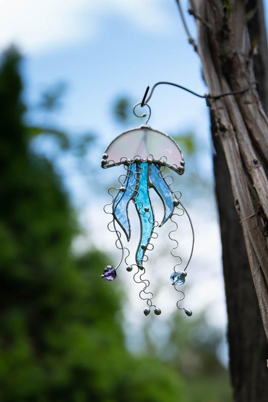 Jellyfish stained glass art