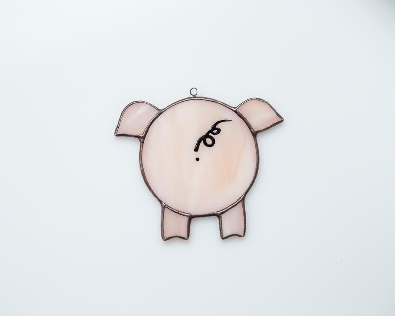 Stained glass pig decor
