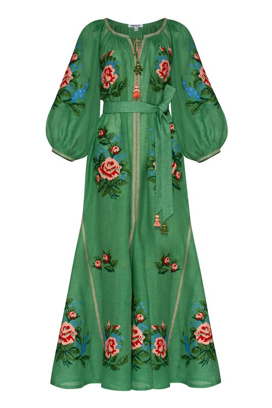 "evelyn" green maxi dress