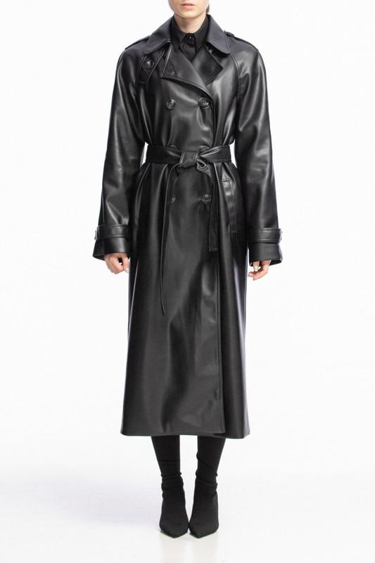 Black eco-leather raincoat - 8236 from a LOT with donate to u24