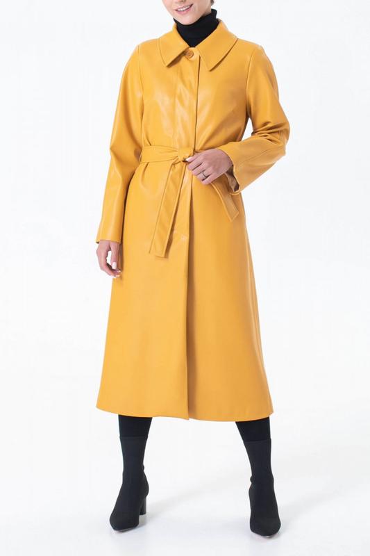 Yellow eco-leather raincoat