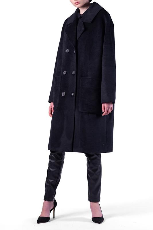 Long black double-breasted coat 500229 a LOT