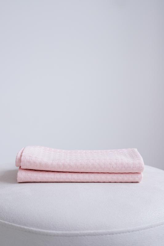 Waffle towel made of linen and cotton pink. Size: 50*70 cm