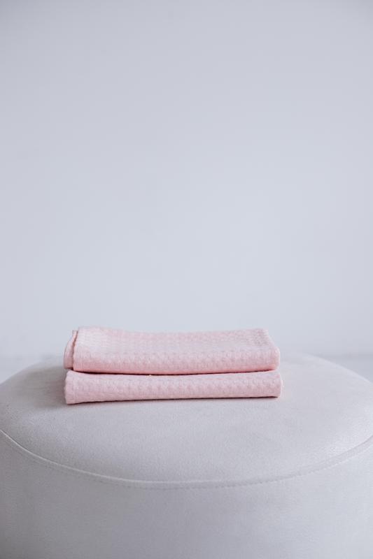 Waffle towel made of linen and cotton pink. 2 piece set