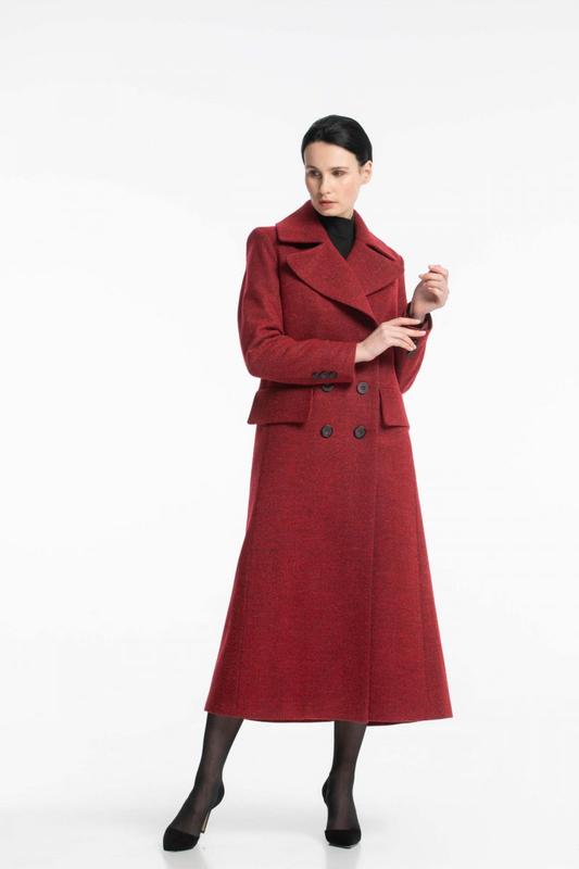 Long red double-breasted coat 500171 aLOT