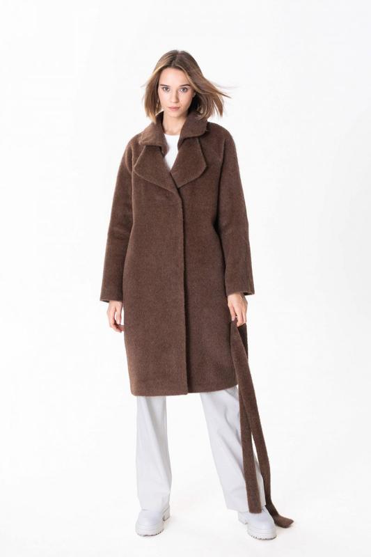 Brown pile coat with double collar 500329 aLOT